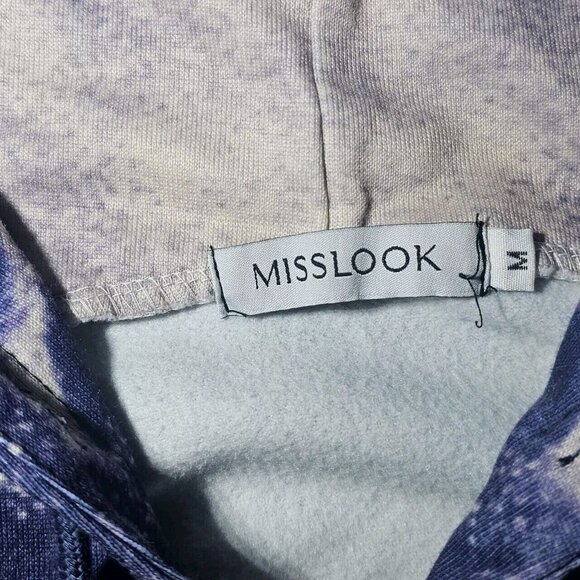 MissLook Mens Pullover Hoodie MEDIUM 3rd Eye Awaken All Over Print Space PURPLE - Picture 4 of 9